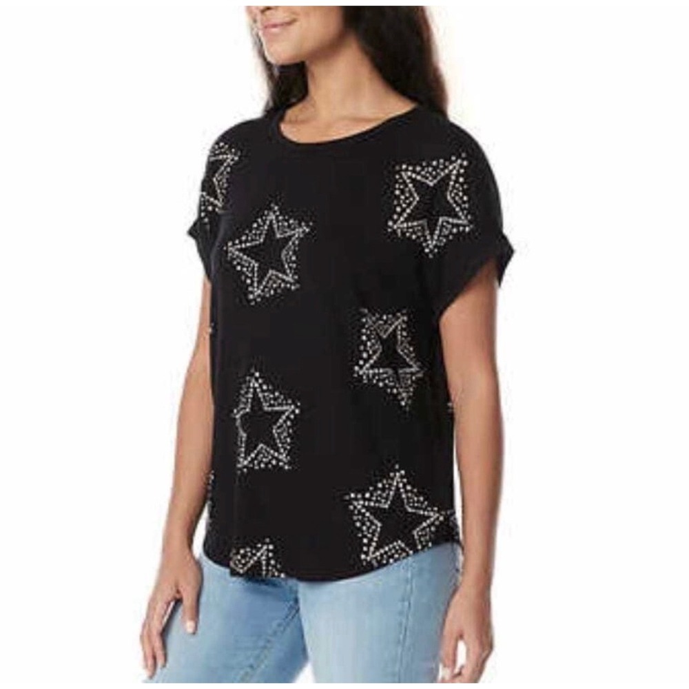 Buffalo David Bitton Black Star Print Tee NWT Lightweight Top L